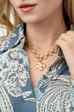 Spartina Clothing Celia Midi Dress in St. Augustine Bird; Blue Bird and palm tree printed cotton slit spring midi dress