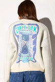 Spiritual Gangster Clothing Hourglass Delaney Cardigan Style cwkw043hgs-WWH in Winter White; Carpe Diem Cardigan, Button Front V-Neck Spring Cardigan