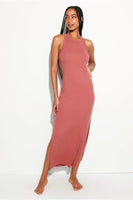 Spiritual Gangster Clothing Simone Rib Maxi Dress Style CWDR002 in Both Canyon and Blue Jean;Ribbed Racer Back Maxi Dress; 