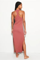 Spiritual Gangster Clothing Simone Rib Maxi Dress Style CWDR002 in Both Canyon and Blue Jean;Ribbed Racer Back Maxi Dress; 