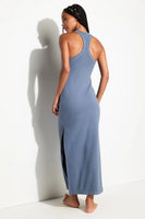 Spiritual Gangster Clothing Simone Rib Maxi Dress Style CWDR002 in Both Canyon and Blue Jean;Ribbed Racer Back Maxi Dress; 