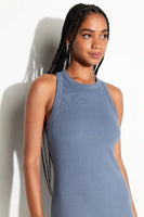 Spiritual Gangster Clothing Simone Rib Maxi Dress Style CWDR002 in Both Canyon and Blue Jean;Ribbed Racer Back Maxi Dress; 
