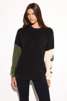 Spiritual Gangster Clothing Yin Yang Stack Lyric Sweater Style CWKW029YNG in Black Multi; Color Block Yin Yang Fall Sweater