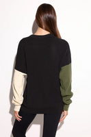 Spiritual Gangster Clothing Yin Yang Stack Lyric Sweater Style CWKW029YNG in Black Multi; Color Block Yin Yang Fall Sweater