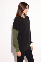 Spiritual Gangster Clothing Yin Yang Stack Lyric Sweater Style CWKW029YNG in Black Multi; Color Block Yin Yang Fall Sweater
