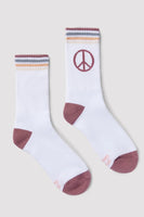 Spiritual Gangster Peace Sign Crew Sock Style HO30491011 in White; 