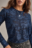 Splendid Clothing Cecelia Floral Long Sleeve Tee style RF3W510 DKN in Dark Navy; 