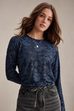 Splendid Clothing Cecelia Floral Long Sleeve Tee style RF3W510 DKN in Dark Navy; 
