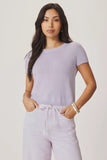 Splendid Clothing Emerson Short Sleeve Sweater Style RS6S270SE in Both Lavender and in Perfect Blue; Lightweight Short Sleeve Spring Summer cashmere blend knit top. Elevated leisure style.