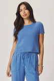 Splendid Clothing Emerson Short Sleeve Sweater Style RS6S270SE in Both Lavender and in Perfect Blue; Lightweight Short Sleeve Spring Summer cashmere blend knit top. Elevated leisure style.