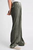 Splendid Clothing Irene Velvet Pant Style RF3C770 in OLive;Velvet Wide Leg Jogger Pant;Splendid Wide Leg Velvet Pant; 