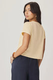 Splendid Clothing Louisa Short Sleeve Tee style RS5K330SE in Honeysuckle. Yellow Short Sleeve Boxy Spring Summer Tee. Elevated luxe basic tee shirt.