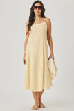 Splendid Clothing Meadow Midi Dress Style RS5D152SE HYK in Honeysuckle. Cotton Pale Yellow A-line Spaghetti strap spring summer midi dress