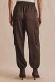 Splendid Clothing Quinn Cargo Pant Style RF6C800SE JAV in Java Brown; Satin, Tie Waist, Java Brown, Women's Cargo Pant