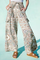 Splendid Clothing Venice Pant Style RM4C980 LOY in Lagoon Paisley;Paisley Printed Summer Pant;Printed BEach Pant; 