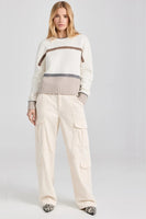 Splendid Cora Stripe Sweater Style RW3S400 in White Sand Stripe; 