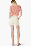 Steve Madden Apparel ASPYN Sweater Top Style SA11492 in Spiced Coral. Rayon Blend Peach colored johnny collar open knit spring summer sweater top