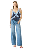 Steve Madden Apparel Adalina Top Style SA09436 in Vintage Navy; Blue Polka Dot Ruffle Chiffon Spring Summer Tank Top