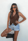 Steve Madden Apparel Barrett Vest Style BP304737CCCF in Chicory Coffee;Faux Suede Brown Vest Top; 