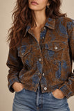 Steve Madden Apparel Dove Jacket style SC04217TEPS in Teal Paisley; Cropped Jacket to wear with high waisted denim.  Girls Night Jacket