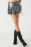 Steve Madden Apparel Evalina Mini Skirt Style BN409891GMTL in Gunmetal; 