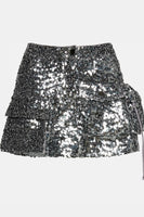 Steve Madden Apparel Evalina Mini Skirt Style BN409891GMTL in Gunmetal; 