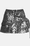 Steve Madden Apparel Evalina Mini Skirt Style BN409891GMTL in Gunmetal; 