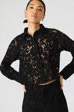 Steve Madden Apparel Jaiya Top Style BP304744 in Black; Black Lace Button Down Top; 