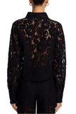 Steve Madden Apparel Jaiya Top Style BP304744 in Black; Black Lace Button Down Top; 