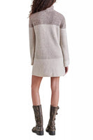 Steve Madden Apparel Meghan Color Block Sweater Dress Style BN408308OATM in Oatmeal;Trutleneck Sweater Dress;Steve Madden Sweater Dress; 