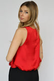 Steve Madden Apparel Yazmin Top Style BP404751 in Dark Red;Red Satin Top;Perfect for holiday top; 