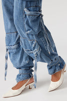 Steve Madden Apparel Zara Jumpsuit Style BO303934BLDM;Strapless Denim Jumpsuit;Denim Cargo Jumpsuit;Steve Madden Strapless Deniim Cargo Jumpsuit; 