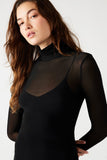 Steve Madden Apparel vivienne dress Style bm408434 in BLack;Sheer Black Midi Dress;Steve Madden Sheer Black Mock Neck Dress