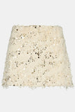 Steve Madden Cindy Sequined Skirt Style bp409342 on Ivory; White Sequin Mini Skirt; 