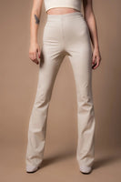 Steve Madden Clothing Citrine Faux Leather Flares Style BN303697 in BONE;Vegan Leather Flare Leggings;Steve Madden Flare Leggings; 