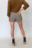 Steve Madden Clothing Gaelle Short Style BN303714PLAD in Brown Plaid Mix; 
