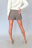 Steve Madden Clothing Gaelle Short Style BN303714PLAD in Brown Plaid Mix; 