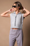 Steve Madden Clothing Karter Sweater Vest Style BN306378 in Heather Grey;Half Zip Sweater vest; 