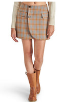Steve Madden Clothing Lark Plaid Mini Skirt Style BN309838GRPD in Grey Plaid;Steve Madden Plaid Wrap Mini Skirt;Fall Plaid Mini Skirt; 