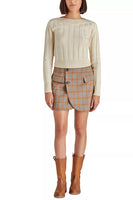 Steve Madden Clothing Lark Plaid Mini Skirt Style BN309838GRPD in Grey Plaid;Steve Madden Plaid Wrap Mini Skirt;Fall Plaid Mini Skirt;