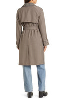 Steve Madden Clothing Shinely Trench Style BN300636BNPM in Brown Plaid Mix;Mixed Plaid Trench Coat;Steve Madden Mixed Plaid Trench; 