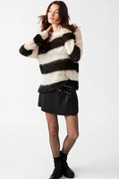 Steve Madden Elson Sweater Style BN306405BKMT;Lightweight Open Weave Sweater;Steve Madden Stripe Sweater; 