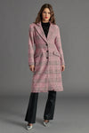 Steve Madden Gemini Coat Style BN400682 PNkC in Pink Check;Pink Plaid Long Coat;Pre Spring Coat;Steve Madden Pink Check Coat; 