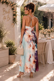 Steve Madden Gilette Dress Style XB14049PETL in Petal. Water Color Floral Print V-neck Summer Occasion Midi Dress. Floral Spaghetti Strap Summer Dress
