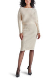 Steve Madden Lori Sweater Dress style BN308073WHTC in White Cap;Boat NEck Sweater Dress; 