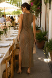 Steve Madden Nyssa Dress Style SB14185RSTM in Rust Multi. Lined Sleeveless Mesh Sheer summer maxi dress.  Summer Occasion Dress.