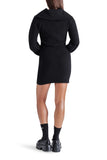 Steve Madden Rowena Dress Style BM408396BLCK in Black;black sweater dress;Half Zip wide collar sweater dress; 