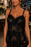 Steve Madden Willow Dress Style XB14064BLCK in Black. Polyester Line Black Lace Midi Dress. Cocktail, Date Night, Guest-Of Dress