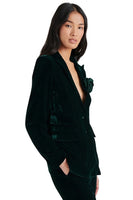 Steve Madden Merene Blazer Style BO402557WPIN in Winter Pine;Velvet Holiday Blazer; 