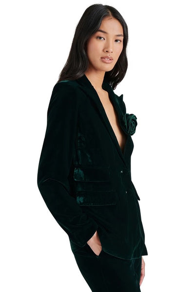 Steve Madden Merene Blazer Style BO402557WPIN in Winter Pine;Velvet Holiday Blazer; 